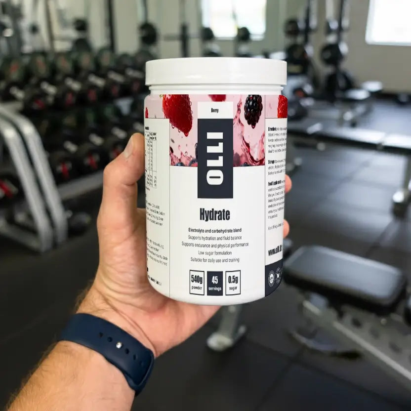 OLLI Hydrate hydration supplement supporting electrolyte replacement and endurance during training