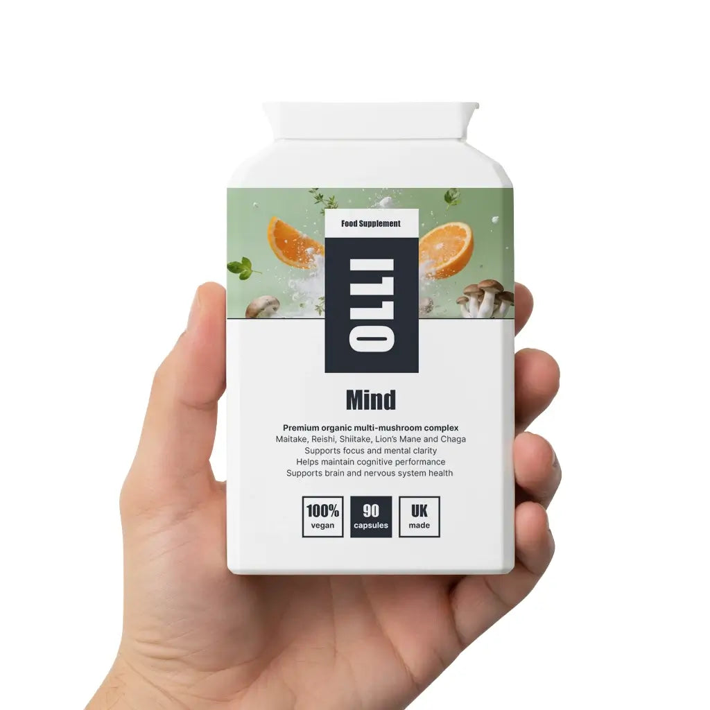 Hand holding OLLI Mind supplement
