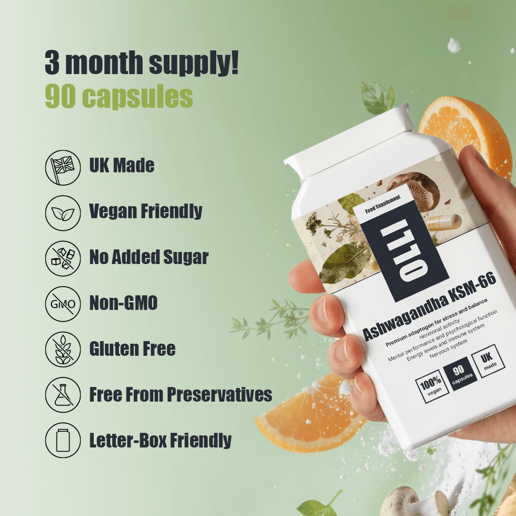Hand holding OLLI MIND organic multi-mushroom supplement, showcasing a functional blend of Lion’s Mane for cognitive support, Reishi for stress balance, Cordyceps for natural energy and Chaga for immune health.