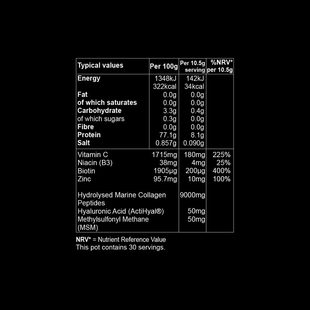 Nutritional information for Olli Glow Marine Collagen