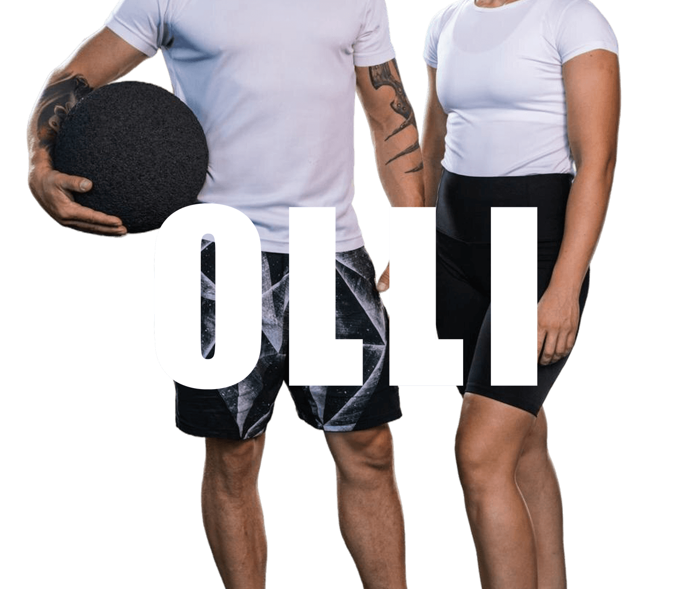 Two people wearing matching athletic outfits with 'OLLI' branding.