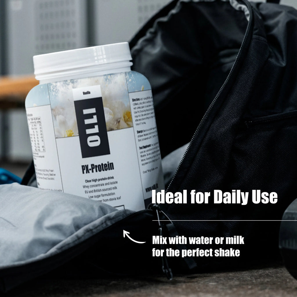 OLLI PX-Protein whey protein supplement as part of a daily nutrition and fitness routine