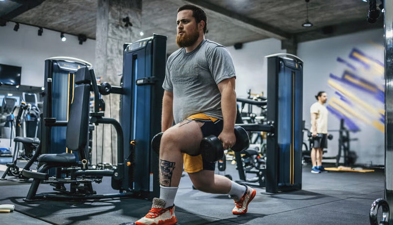 Man exercising on a leg press machine in a gym
